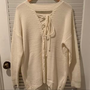 Love Riche Cream Tie Front Sweater